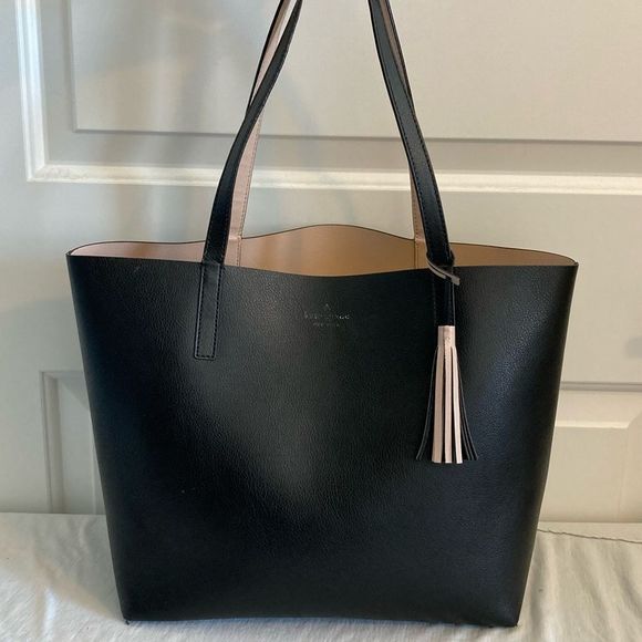 kate spade Handbags - KATE SPADE Black Tan Reversible Tote Laptop Handbag Mulberry